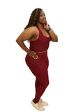 Burgundy 2 piece Textured Butt Lifted Set