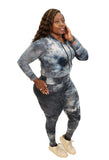 Black Tie Dye Cropped Hoodie 2 piece Set