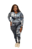 Black Tie Dye Cropped Hoodie 2 piece Set