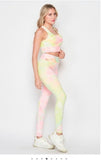 Pink and Yellow Tie Die Bra and leggings set Active Wear