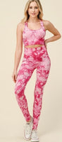 Active Wear Tie Dye Bra Tank Top and Yoga Pants Set