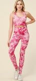 Active Wear Tie Dye Bra Tank Top and Yoga Pants Set