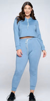 Plus Size 2 Piece Cropped Hoodie and Jogger Set