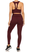 Black 2-piece sports bra with tummy control sports leggings Active Wear