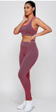 Blue and Black solid 2 piece set with fitted sports bra and matching butt lift leggings