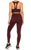 Burgundy 2-piece workout sports bra and tummy control sports leggings Active Wear