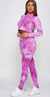 Black Tie Dye Cropped Hoodie 2 piece Set