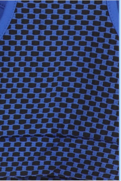 Blue and Black solid 2 piece set with fitted sports bra and matching butt lift leggings