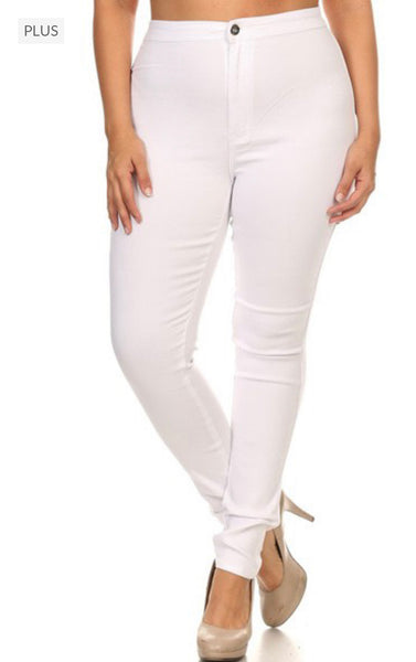 Plus size High Waist Super Stretch White Jeans