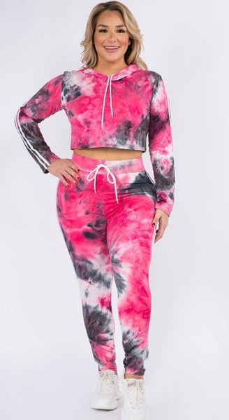 Plus Size 2 Piece Crop Top Set