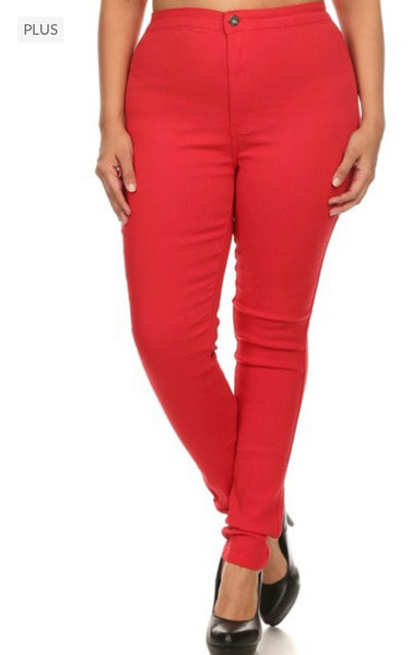 Plus size High Waist Super Stretch Red Jeans