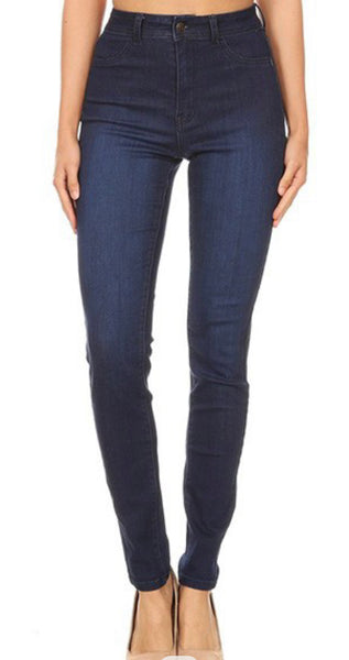High Waist Super Stretch Dark Blue Jeans