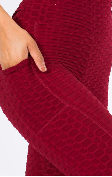 Burgundy 2 piece Textured Butt Lifted Set