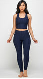 Navy 2 piece Textured Butt Lifted Set