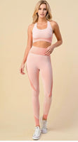 Baby Pink 2 piece Cross Back Sports Bra Set