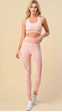 Baby Pink 2 piece Cross Back Sports Bra Set