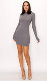 Long sleeve charcoal bodycon dress