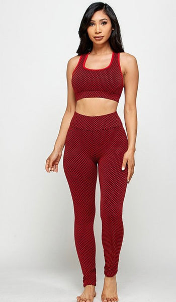 Red/Black Tik Tok solid 2 piece set