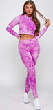 Black Tie Dye Cropped Hoodie 2 piece Set