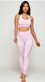 Baby Pink 2 piece Cross Back Sports Bra Set